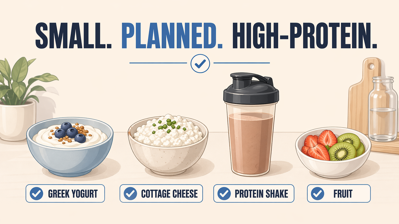 Slide showing small planned high-protein nighttime snack options
